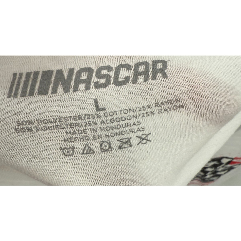 Nascar T Shirt White Checkered Flags Womens Size Large Short Sleeve New - Picture 7 of 7